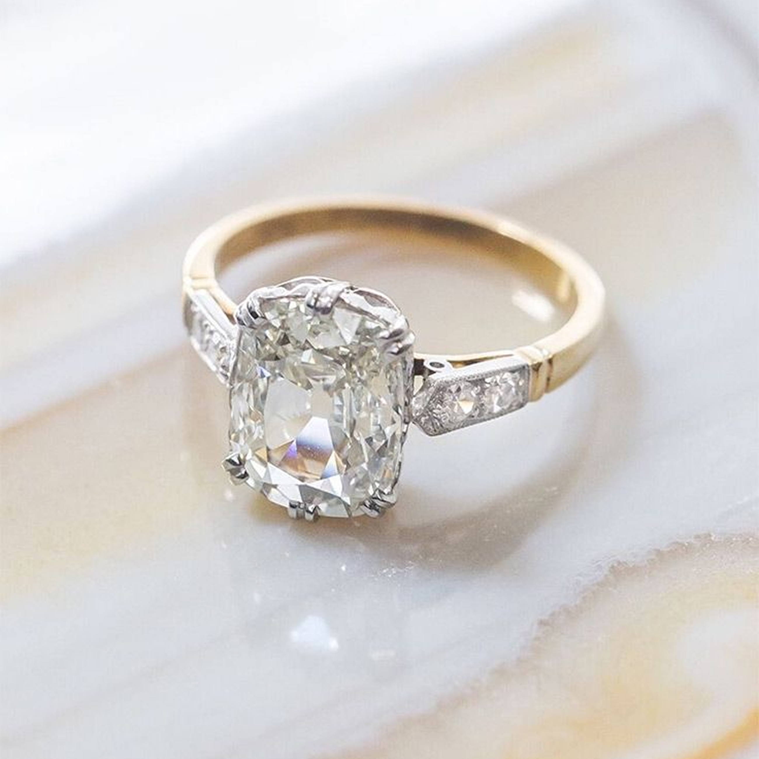Vintage Inspired Cushion Cut Ring