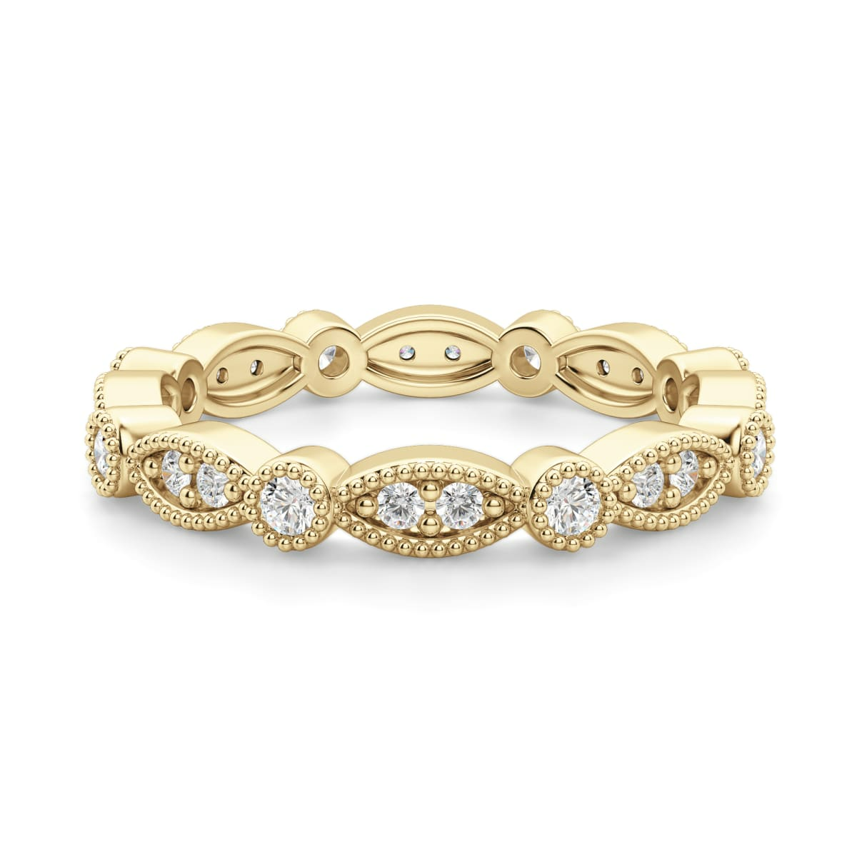 Obrúčka Eternity Dot and Marquise Láboratorný Diamant 585 Žlté Zlato (14K)