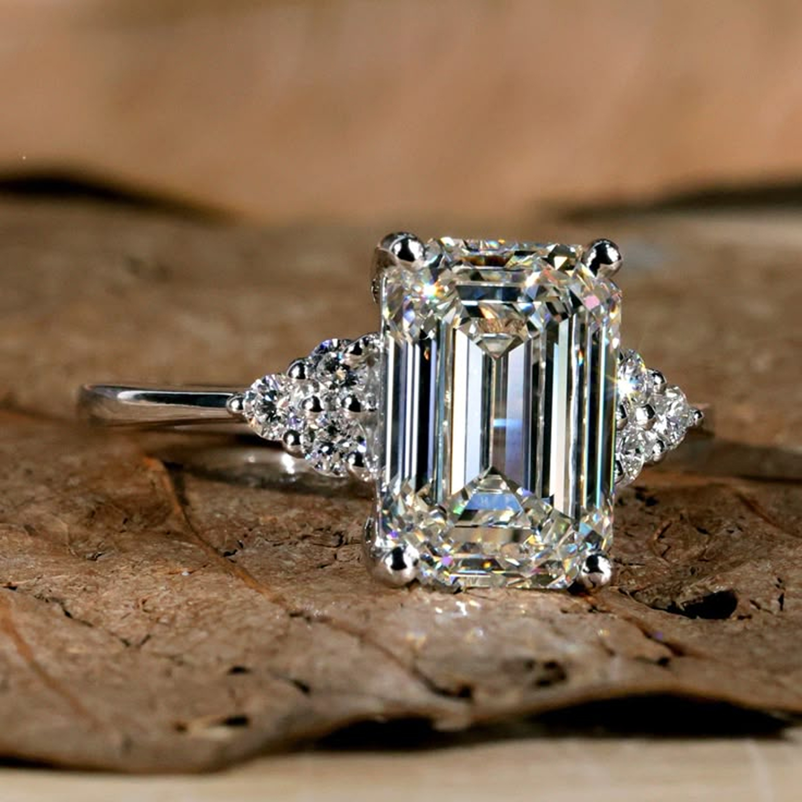 Close-up of an excellently cut diamond showing bright light return